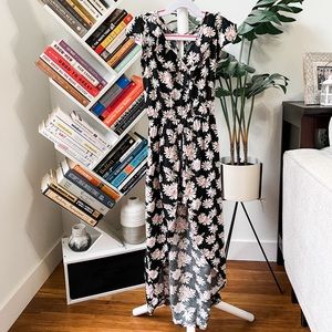 Floral high-low romper dress